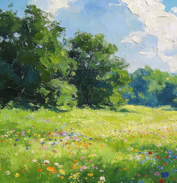 Small Oil Paintings, A Verdant Hillside in Summer, Original Small Paintings, Small Wall Paintings, Landscape Artwork Small Paintings-LargePaintingArt.com
