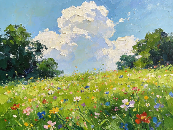 Hand Painted Canvas Art, A Wild Bloom in Spring, Heavy Texture Wall Art Paintings, Original Oil Paintings, Small Landscape Paintings, On Canvas Small Paintings-LargePaintingArt.com