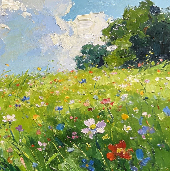 Hand Painted Canvas Art, A Wild Bloom in Spring, Heavy Texture Wall Art Paintings, Original Oil Paintings, Small Landscape Paintings, On Canvas Small Paintings-LargePaintingArt.com