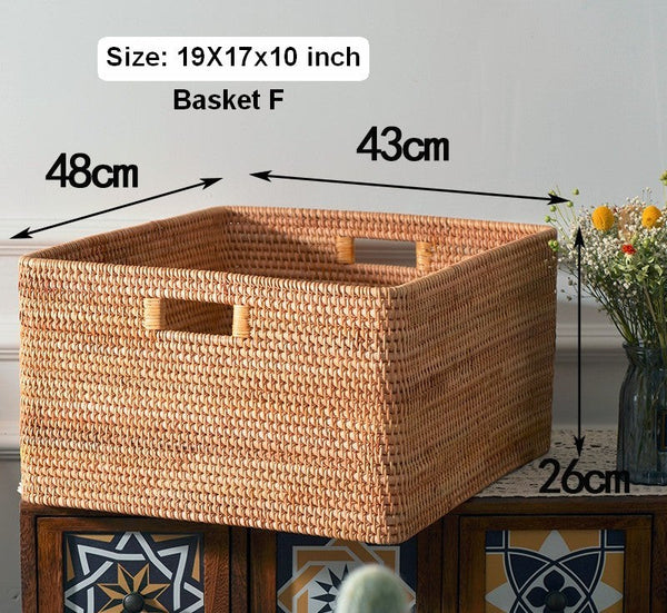 Laundry Storage Baskets, Rattan Storage Baskets for Kitchen, Storage Basket for Shelves, Kitchen Storage Basket, Storage Baskets for Bathroom-LargePaintingArt.com