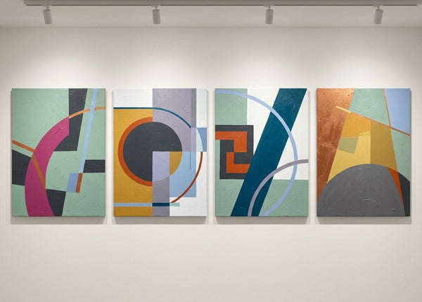Large Modern Paintings for Living Room, Multi Panel Canvas Paintings, Geometric Contemporary Art, Original Abstract Artwork-LargePaintingArt.com