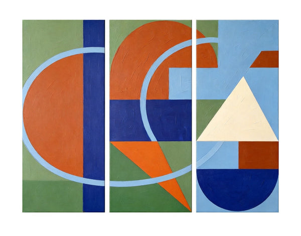 Large Group Paintings, Geometric Abstract Paintings, Modern Paintings for Living Room, Multi Panel Canvas Art-LargePaintingArt.com
