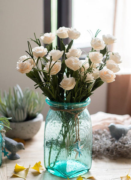 Flower Arrangement Ideas for Living Room, White Camellia Flowers, Modern Artificial Flowers for Home Decoration, Simple Artificial Floral for Bedroom-LargePaintingArt.com