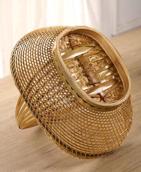 Extra Large Picnic Food Basket with Handle, Lovely Bamboo Baskets for Vegetable, Natural Hand-woven Bamboo Basket, Natural Fruit Basket, Kitchen Storage Baskets-LargePaintingArt.com