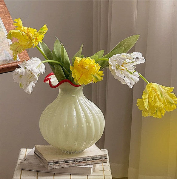 French Vintage Glass Flower Vases, Glass Bud Vases, Flower Vases on Table, Handmade Water Holding Flower Vases-LargePaintingArt.com