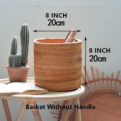 Small Rattan Storage Basket, Round Storage Basket, Woven Storage Basket, Kitchen Storage Baskets-LargePaintingArt.com