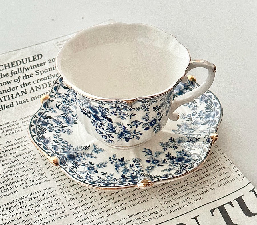 French Style China Porcelain Tea Cup Set, Unique Tea Cup and Saucers, Royal Ceramic Cups, Elegant Vintage Ceramic Coffee Cups for Afternoon Tea-LargePaintingArt.com