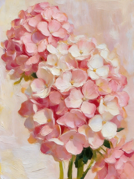 Blooming Pink Hydrangea, Original Flower Paintings, Hand Painted Canvas Art, Original Oil Paintings, Small Canvas Wall Art Paintings-LargePaintingArt.com