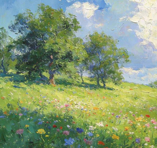 Hand Painted Canvas Art, Little Cottage on a Verdant Hillside, Original Wall Paintings, Small Landscape Paintings, Original Artwork Small Paintings, On Canvas Small Wall Paintings-LargePaintingArt.com