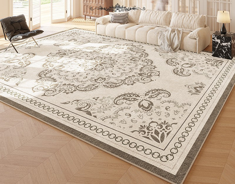 Modern Rugs for Living Room, Large Modern Rugs for Bedroom, Flower Pattern Area Rugs under Coffee Table, Contemporary Rugs for Dining Room-LargePaintingArt.com
