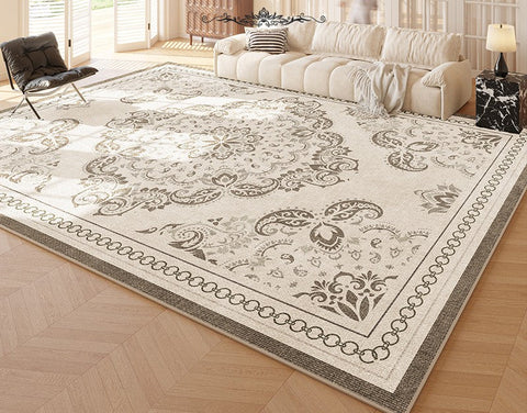 Modern Rugs for Living Room, Large Modern Rugs for Bedroom, Flower Pattern Area Rugs under Coffee Table, Contemporary Rugs for Dining Room-LargePaintingArt.com