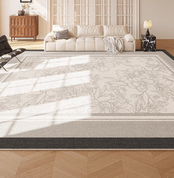 Abstract Area Rugs for Living Room, Flower Pattern Modern Carpets, Geometric Contemporary Modern Rugs Next to Bed-LargePaintingArt.com