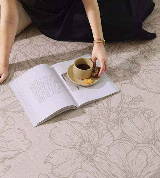 Abstract Area Rugs for Living Room, Flower Pattern Modern Carpets, Geometric Contemporary Modern Rugs Next to Bed-LargePaintingArt.com