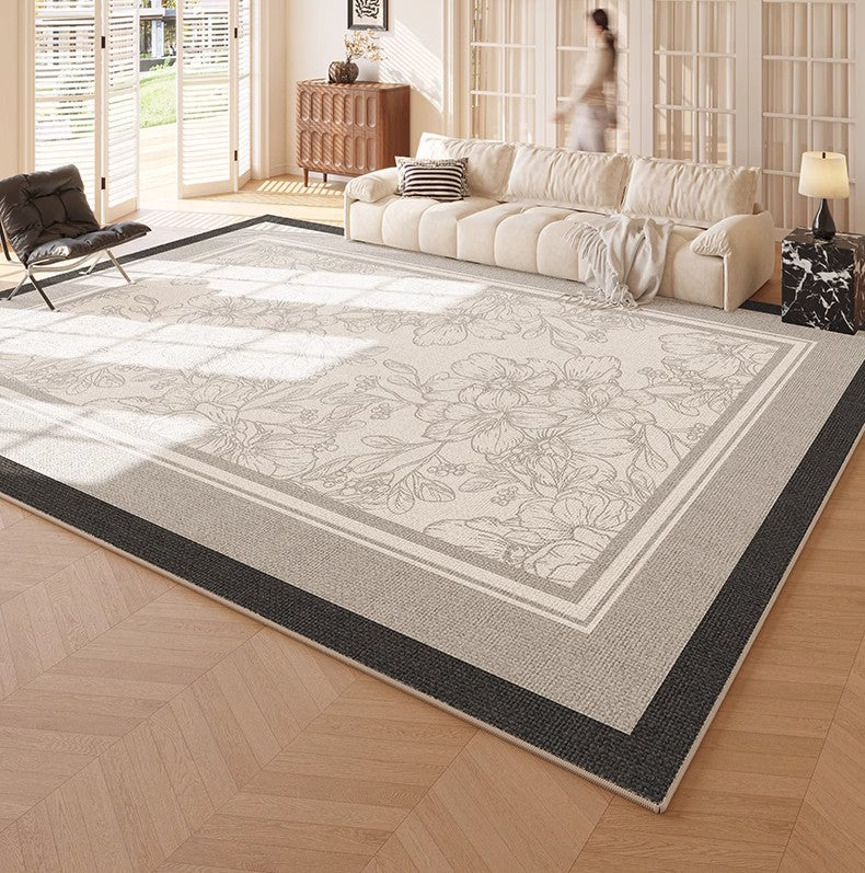 Abstract Area Rugs for Living Room, Flower Pattern Modern Carpets, Geometric Contemporary Modern Rugs Next to Bed-LargePaintingArt.com