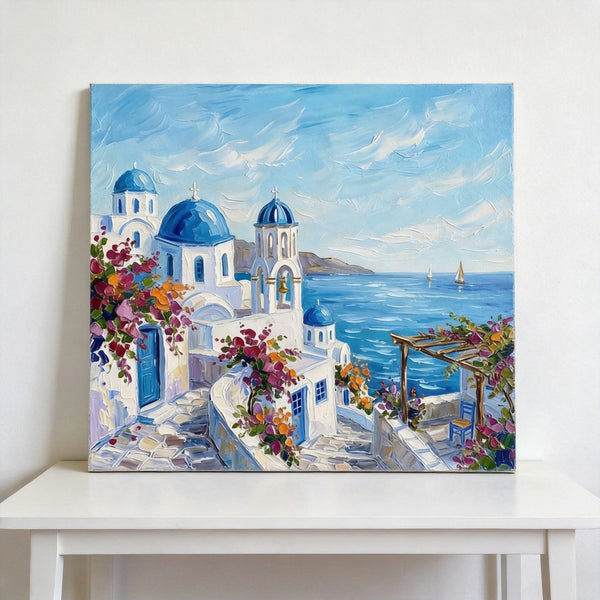 The Scenery of the Aegean Sea, Small Art on Canvas, Hand Painted Canvas Art, Original Acrylic Paintings, Impasto Artwork, Heavy Texture Painting, Original Lanscape Art