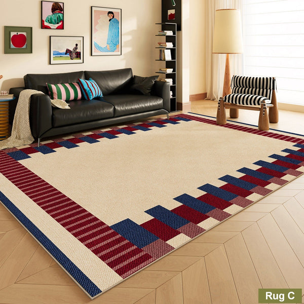 Minimalist Modern Rugs for Bedroom, Colorful Absract Rugs for Living Room, Mid Century Modern Rugs, Colorful Geometric Rugs for Dining Room-LargePaintingArt.com