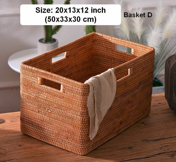 Oversized Rattan Storage Basket, Extra Large Rectangular Storage Basket for Clothes, Storage Baskets for Bathroom, Bedroom Storage Baskets-LargePaintingArt.com