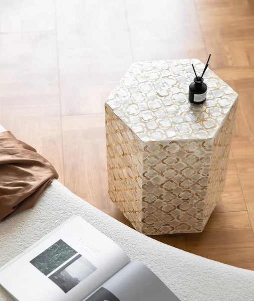 Creative Coffee Table, Contemporary Small Sofa Side Table, Shell Small Side Table, Portable Casual Side Table, Unique Small End Table-LargePaintingArt.com