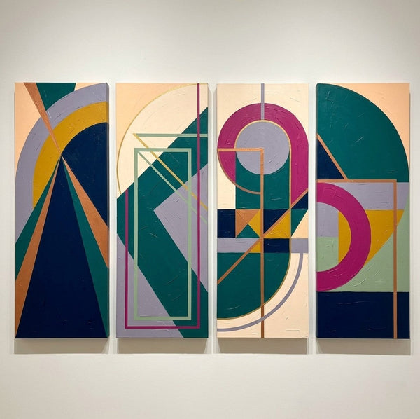Large Modern Contemporary Paintings, Hand Painted Canvas Art, Multi Panel Wall Art Paintings, Geometric Abstract Artwork-LargePaintingArt.com