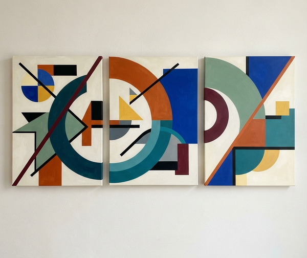 Abstract Acrylic Painting, Large Paintings for Living Room, Multi Panel Canvas Artwork, Geometric Modern Wall Art-LargePaintingArt.com