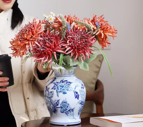 Handmade Flower Vase, Vintage Flower Vases on Dining Table, Porcelain Flower Vases, Centerpiece Ceramic Bouquet Vases-LargePaintingArt.com