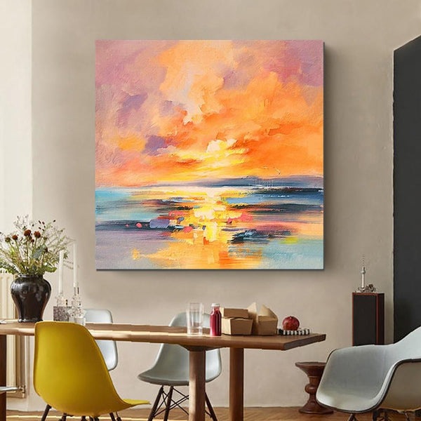 Sunrise Painting, Large Landscape Painting for Living Room, Abstract Landscape Painting, Hand Painted Art, Bedroom Wall Art Ideas, Modern Paintings for Dining Room-LargePaintingArt.com