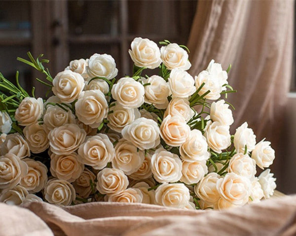 Flower Arrangement Ideas for Living Room, White Camellia Flowers, Modern Artificial Flowers for Home Decoration, Simple Artificial Floral for Bedroom-LargePaintingArt.com