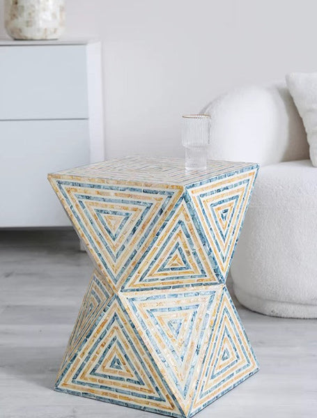Contemporary Small Sofa Side Table, Shell Small Side Table, Unique Small End Table, Portable Casual Side Table, Creative Coffee Table-LargePaintingArt.com
