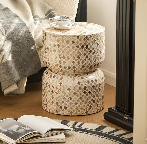 Modern Side Table, Contemporary Bedside Table, Bedside Small Side Table, Elegant Small End Table, Creative Coffee Table, Contemporary Side Table, Portable Casual Side Table, Shell Small Sofa Side Table-LargePaintingArt.com