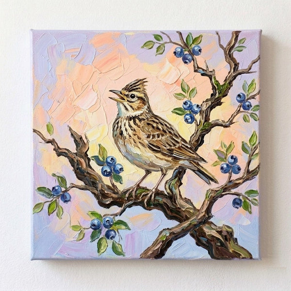 Hand Painted Canvas Art, Abstract Lark Bird Painting, Original Acrylic Paintings, Small Art on Canvas, Impasto Artwork, Heavy Texture Painting, Ready to Hang-LargePaintingArt.com