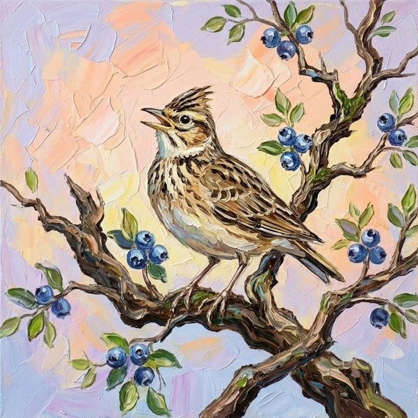 Hand Painted Canvas Art, Abstract Lark Bird Painting, Original Acrylic Paintings, Small Art on Canvas, Impasto Artwork, Heavy Texture Painting, Ready to Hang-LargePaintingArt.com