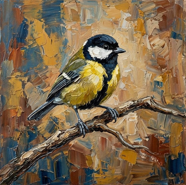 Chickadee Bird Painting, Heavy Texture Painting, Ready to Hang Painting, Impasto Artwork, Original Acrylic Paintings, Hand Painted Canvas Art, Small Art on Canvas-LargePaintingArt.com