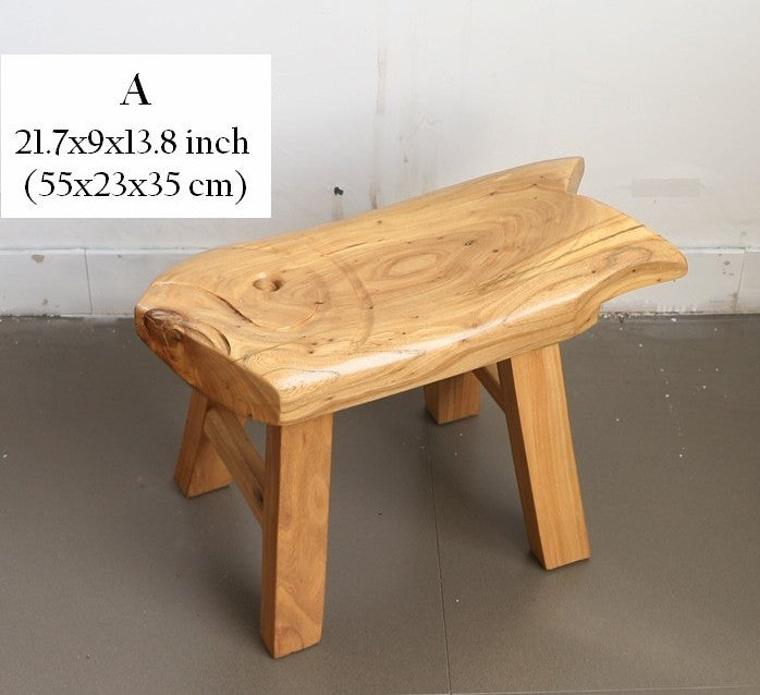 Children's Wooden Stool, Sofa Stool, Dining Table Stool, Handmade Solid Wood low Stool, Creative Shoe-changing Stool, Old Elm Wood Stool-LargePaintingArt.com