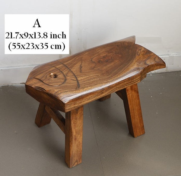 Solid Wood low Stool, Creative Shoe-changing Stool, Handmade Vintage Old Elm Wood Stool, Children's Wooden Stool, Sofa Stool, Dining Table Stool-LargePaintingArt.com