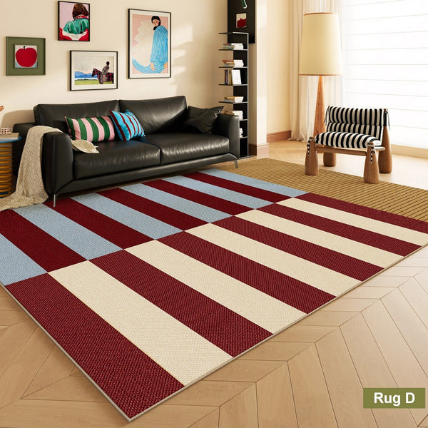 Minimalist Modern Rugs for Bedroom, Colorful Absract Rugs for Living Room, Mid Century Modern Rugs, Colorful Geometric Rugs for Dining Room-LargePaintingArt.com