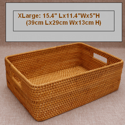 Woven Storage Baskets, Rectangular Storage Baskets, Rattan Storage Basket for Shelves, Kitchen Storage Baskets, Storage Baskets for Bathroom-LargePaintingArt.com