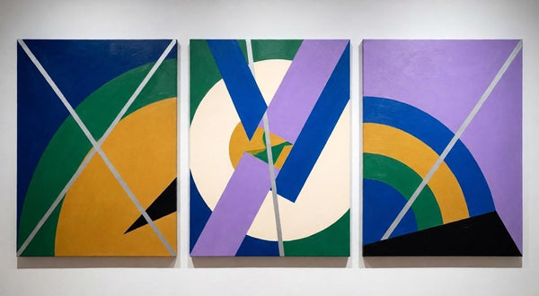 Multi Panel Canvas Art, Geometric Pattern Contemporary Artwork, Abstract Paintings for Modern Living Room-LargePaintingArt.com
