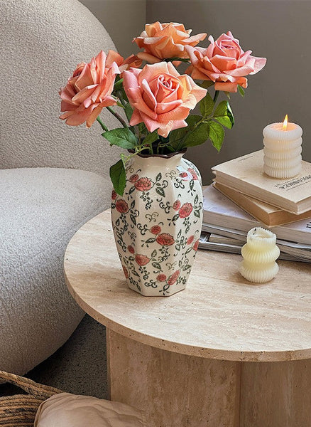 Rustic Porcelain Flower Vases, Handmade Water Holding Flower Vases, Ceramic Bouquet Vases, Tall Flower Vases on Table-LargePaintingArt.com