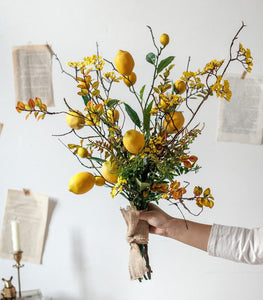 Lemon Branch, Fragrans stems, Fern leaf, Creative Flower Arrangement Ideas for Home Decoration, Unique Artificial Flowers, Simple Artificial Floral for Dining Room Table-LargePaintingArt.com