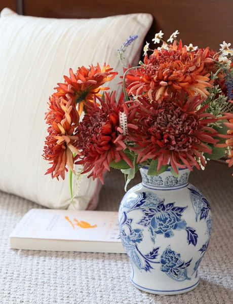 Handmade Flower Vase, Vintage Flower Vases on Dining Table, Porcelain Flower Vases, Centerpiece Ceramic Bouquet Vases-LargePaintingArt.com