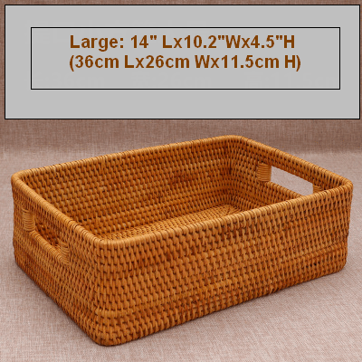 Woven Storage Baskets, Rectangular Storage Baskets, Rattan Storage Basket for Shelves, Kitchen Storage Baskets, Storage Baskets for Bathroom-LargePaintingArt.com