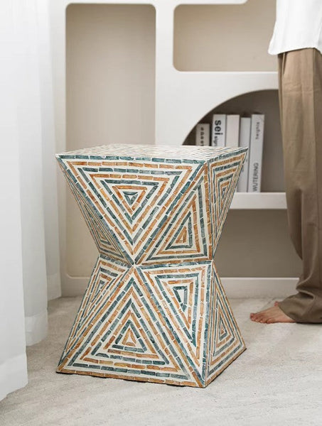 Contemporary Small Sofa Side Table, Shell Small Side Table, Unique Small End Table, Portable Casual Side Table, Creative Coffee Table-LargePaintingArt.com