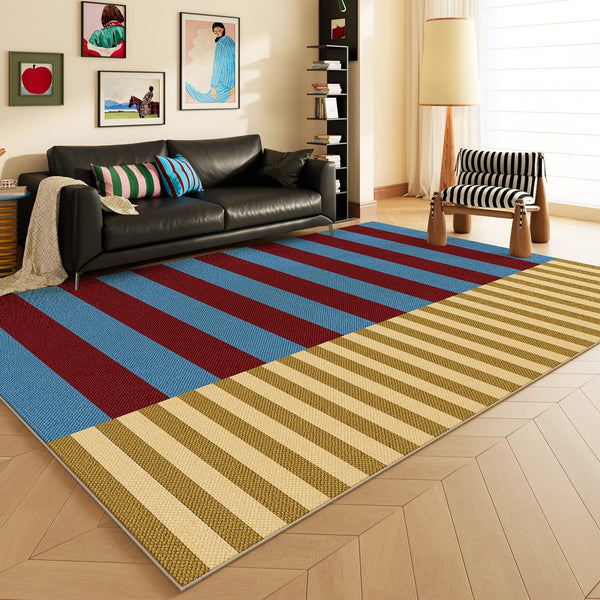 Modern Living Room Rug Ideas, Blue Mid Century Modern Rugs, Colorful Modern Rugs for Dining Room, Geometric Contemporary Area Rugs-LargePaintingArt.com