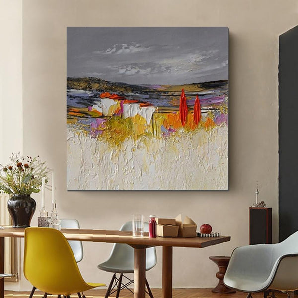 Large Landscape Painting for Bedroom, Abstract Landscape Painting, Heavy Texture Painting, Living Room Wall Art Ideas, Palette Knife Artwork-LargePaintingArt.com