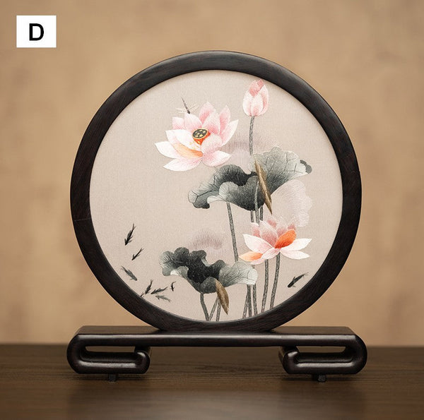 Exclusive Business Present Panda Embroidered Decor, Traditional Chinese Suzhou Embroidery Ornament, Premium Souvenir, Unique Birthday Gift-LargePaintingArt.com
