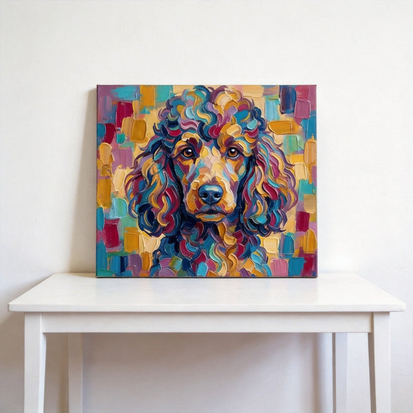 Colorful Abstract Pet Portrait Painting, Poodle Dog Portrait, Hand Painted Canvas Art, Impasto Artwork, Small Art on Canvas, Original Acrylic Paintings, Heavy Texture Painting-LargePaintingArt.com