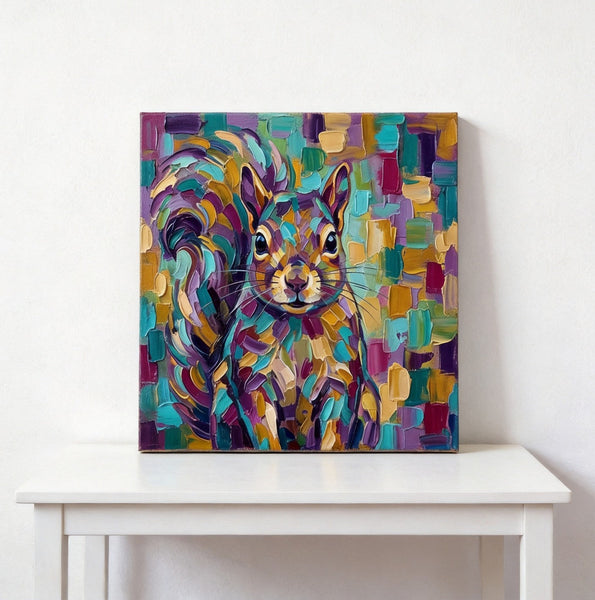 Hand Painted Canvas Art, Abstract Squirrel Painting, Impasto Artwork, Abstract Animal Painting, Original Acrylic Paintings, Heavy Texture Painting, Small Art on Canvas-LargePaintingArt.com
