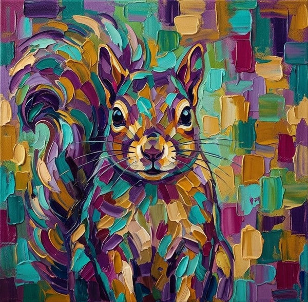 Hand Painted Canvas Art, Abstract Squirrel Painting, Impasto Artwork, Abstract Animal Painting, Original Acrylic Paintings, Heavy Texture Painting, Small Art on Canvas-LargePaintingArt.com