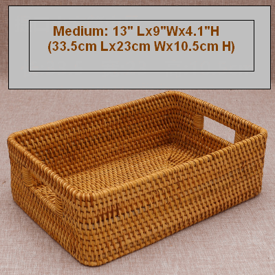 Woven Storage Baskets, Rectangular Storage Baskets, Rattan Storage Basket for Shelves, Kitchen Storage Baskets, Storage Baskets for Bathroom-LargePaintingArt.com