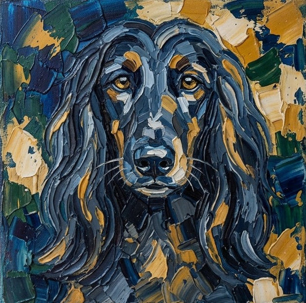 Hand Painted Canvas Art, Abstract Pet Portrait Painting, Impasto Artwork, Afghan Hound Dog Portrait, Heavy Texture Painting, Small Acrylic Paintings, Original Small Paintings-LargePaintingArt.com